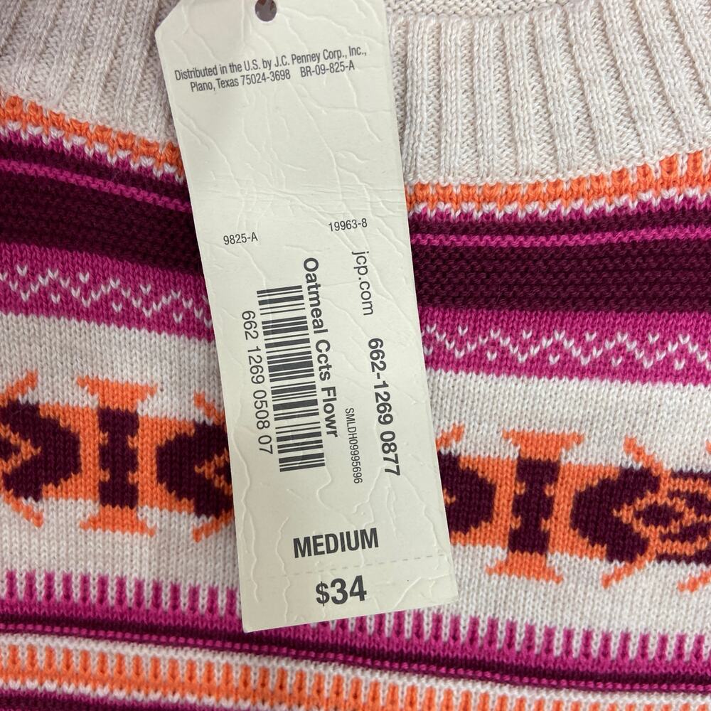 Arizona Original Jeans Stripe Scoop Neck 100% Cotton Sweater Medium - Picture 5 of 9